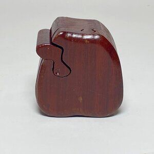 Vintage Wooden Apple Puzzle Box 4 Pieces Trinket Jewelry Container Felt Lining
